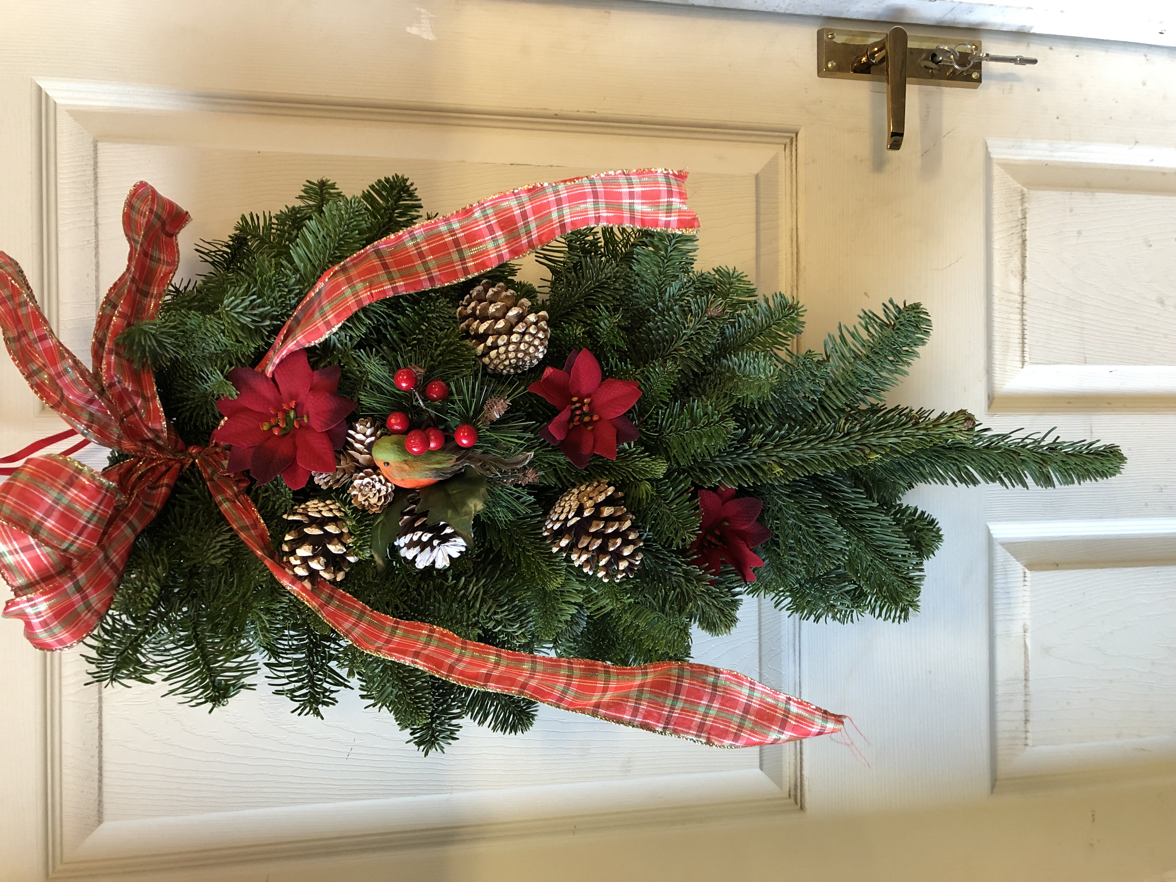 Pine Wreath Hanging on the Door